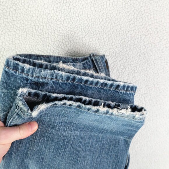 Rock Revival Jeans Mens 33X32 Blue Layne Relaxed Straight Stone Wash Distressed - Picture 13 of 14